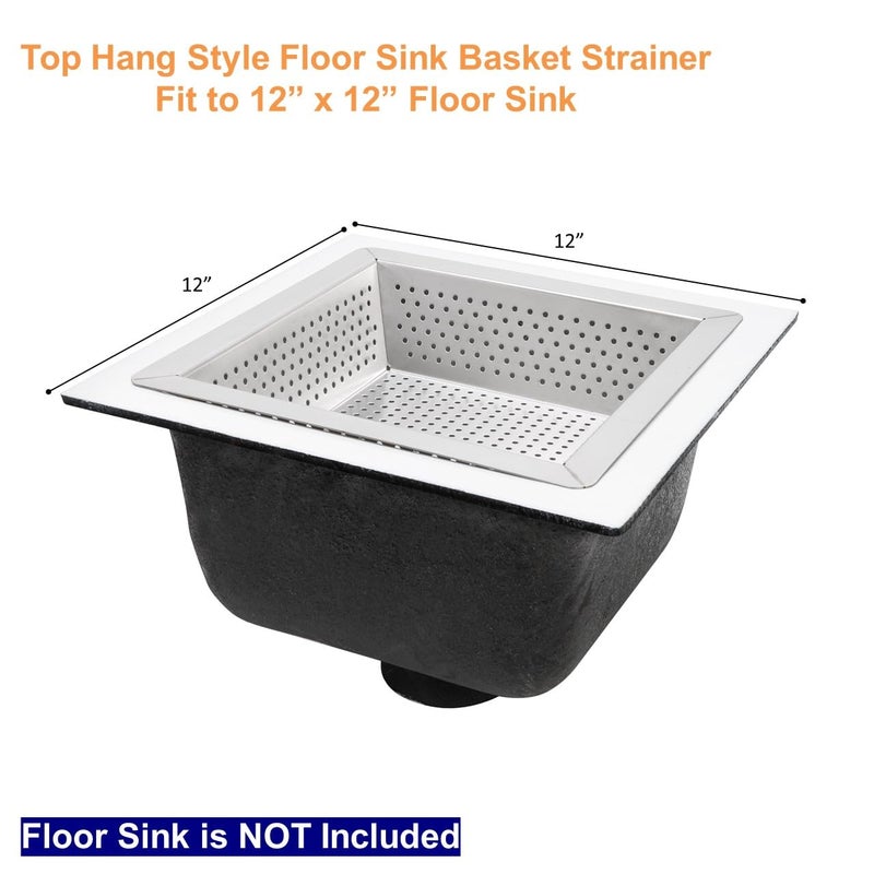 Leyso Stainless Steel Floor Sink Top Hang Basket Strainer Sink Drain Cover 10â€ x 10â€ x 2-1/2â€ for Kitchen, Restaurant, Bar, Buffet (2-1/2"H SS) - Image 5
